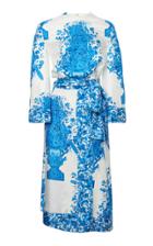 Valentino Belted Grace-print Twill Midi Dress