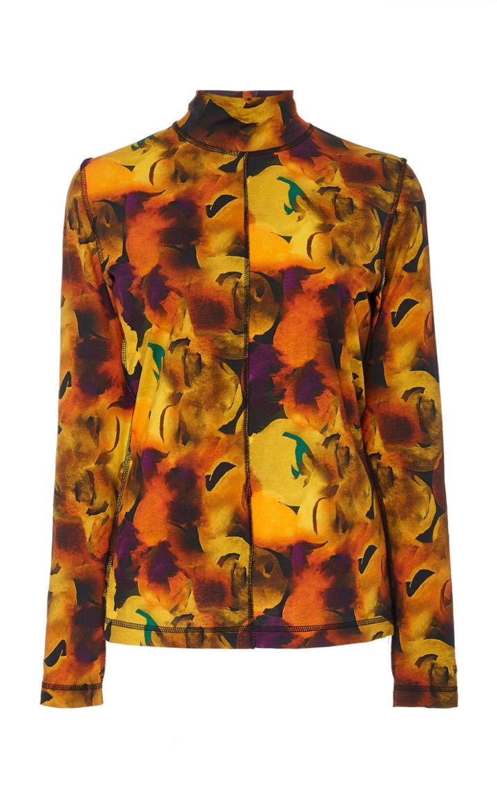 Ganni Stitched Mock Neck Jersey Top