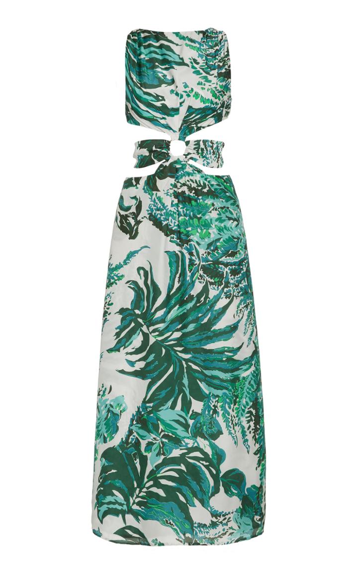 Cult Gaia Izabel Cutout Printed Cotton-modal Voile Maxi Dress