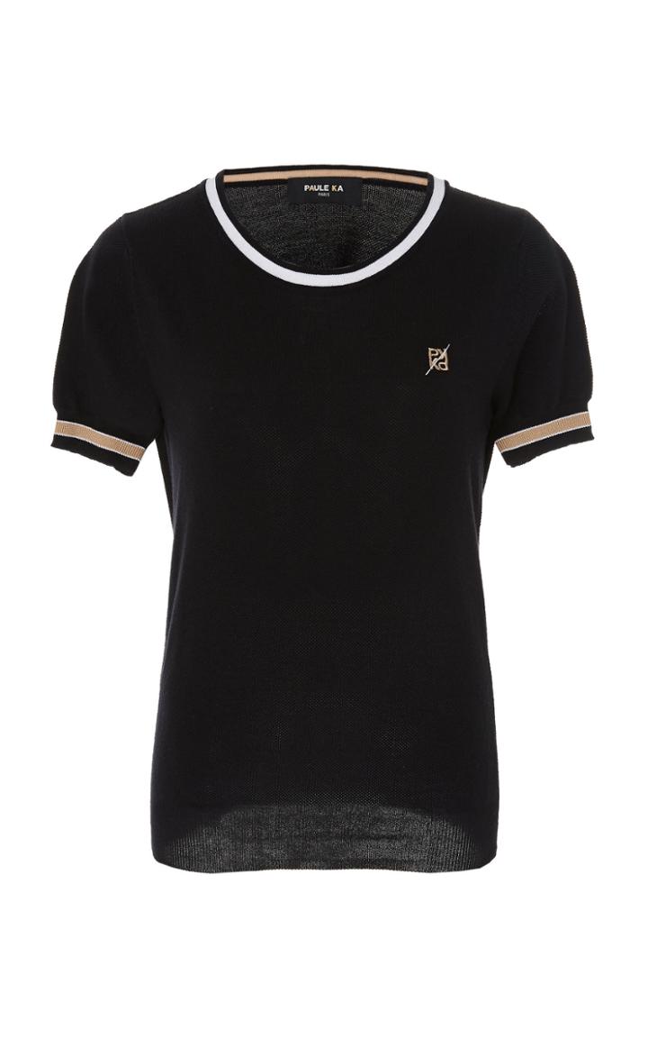 Paule Ka Crewneck Cotton Knit Polo Top