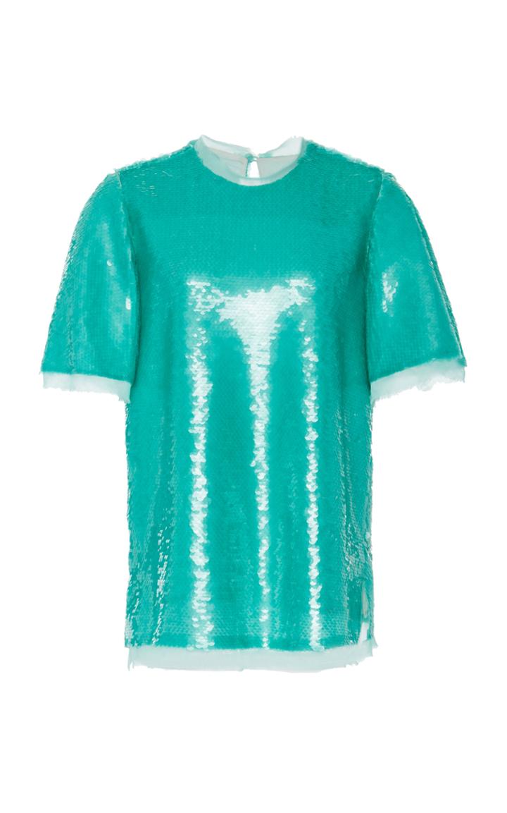 Prabal Gurung Thomson Flutter Sleeve Sequin Tee
