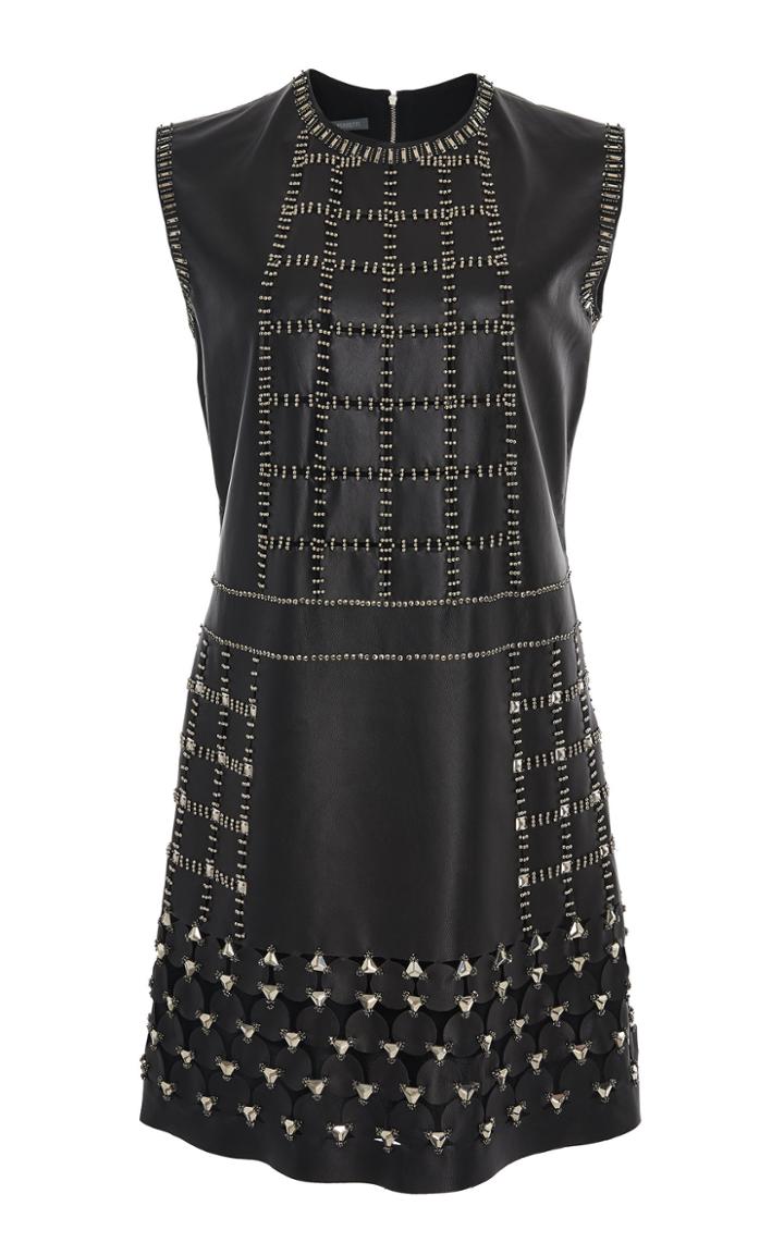 Alberta Ferretti Embellished Leather Mini Dress