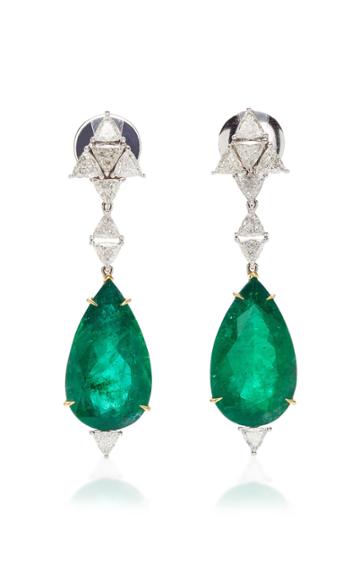 Ara Vartanian 18k Gold Emerald Hook Earrings
