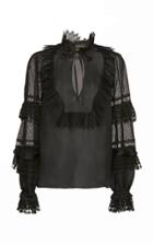 Zuhair Murad Silk Charmeuse Lace Bib Blouse