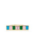 Sig Ward 18k Gold, Pink Sapphire And Enamel Ring Size: 6.75