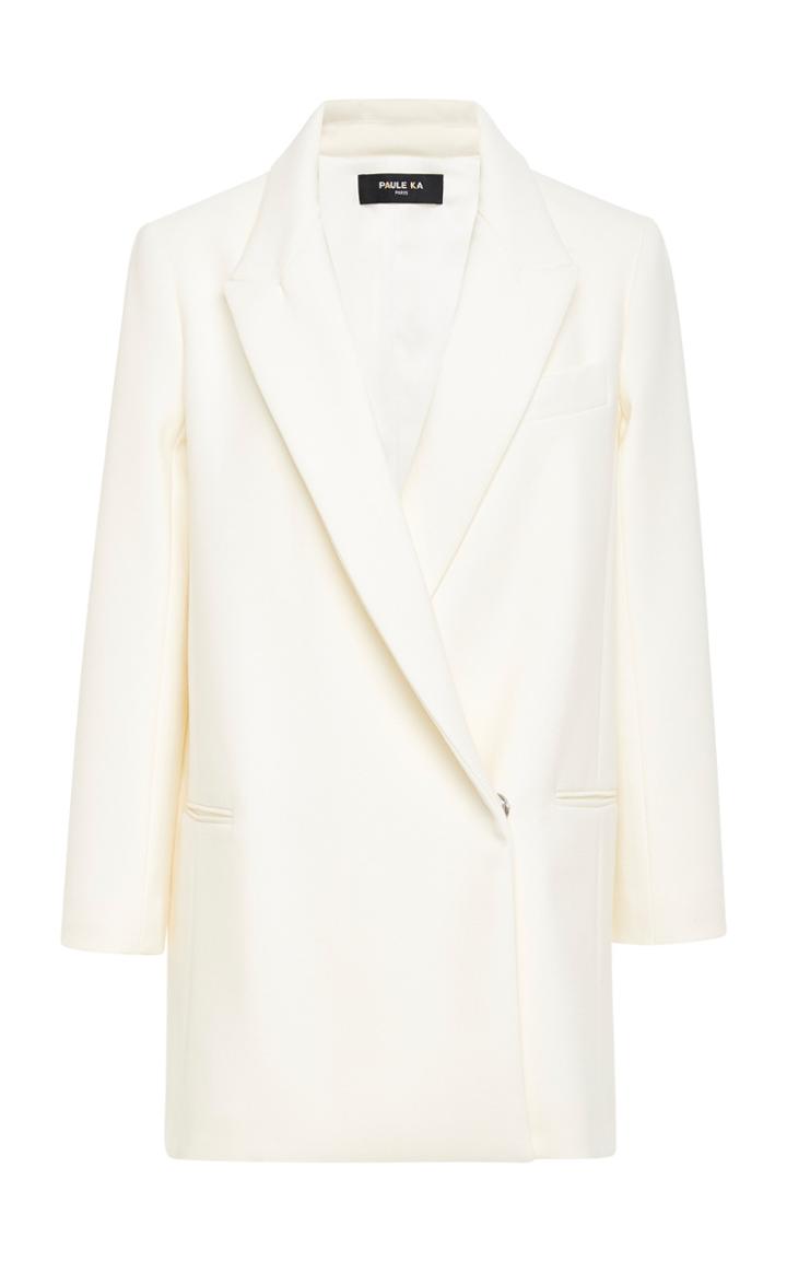 Paule Ka Wool Tricotine Stretch Longline Blazer
