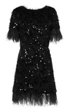 Macgraw Nocturnal Sequined And Feather-trim Dress