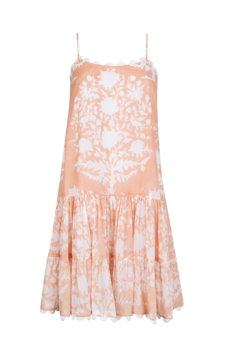 Moda Operandi Juliet Dunn Scallop-trimmed Tiered Palladio-print Cotton Mini Dress