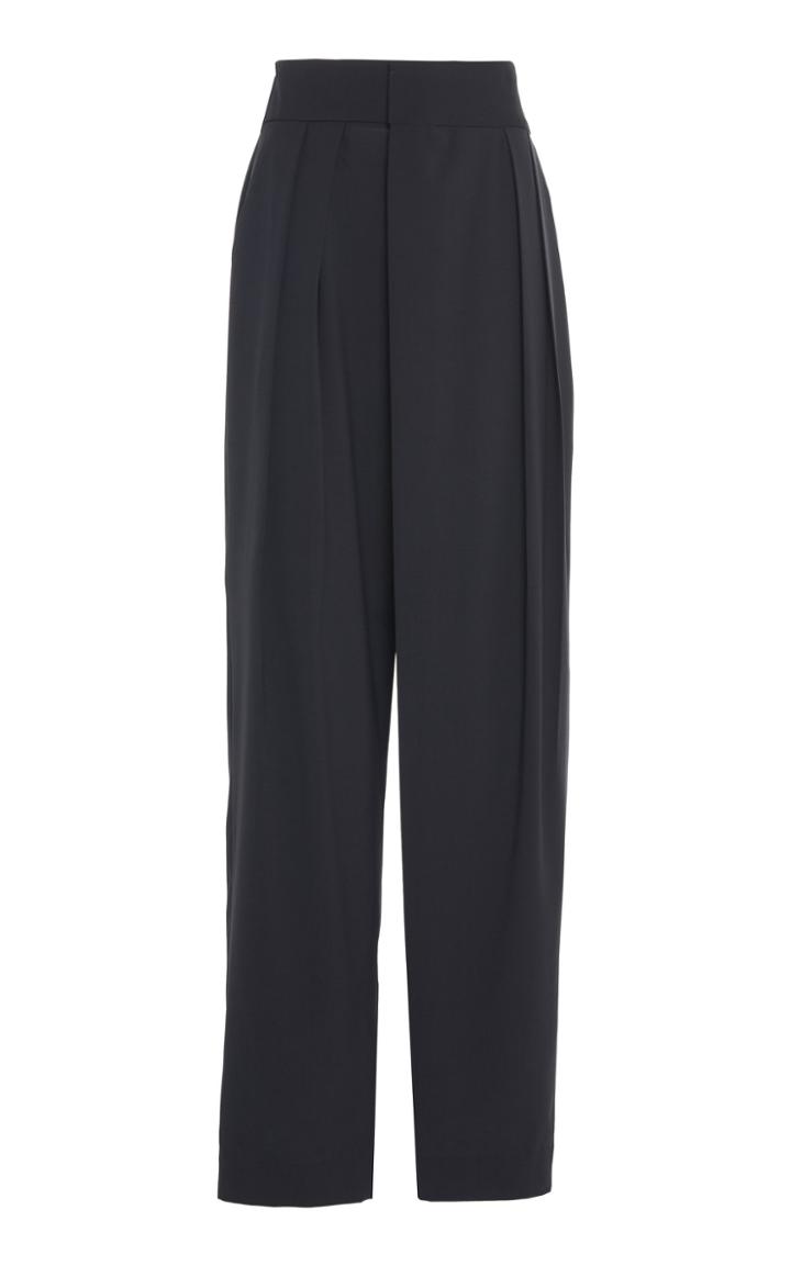 Moda Operandi Low Classic Wide Wool Blend Tuck Pants Size: S