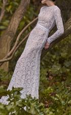 Costarellos Bridal Long Sleeve Column Dress