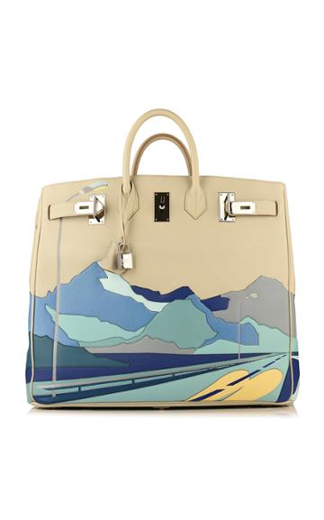 Rare & Unique Herms 'endless Road' Limited Edition 50cm Gris Perle Togo And Swift Leathers Haut A Courroies Bag