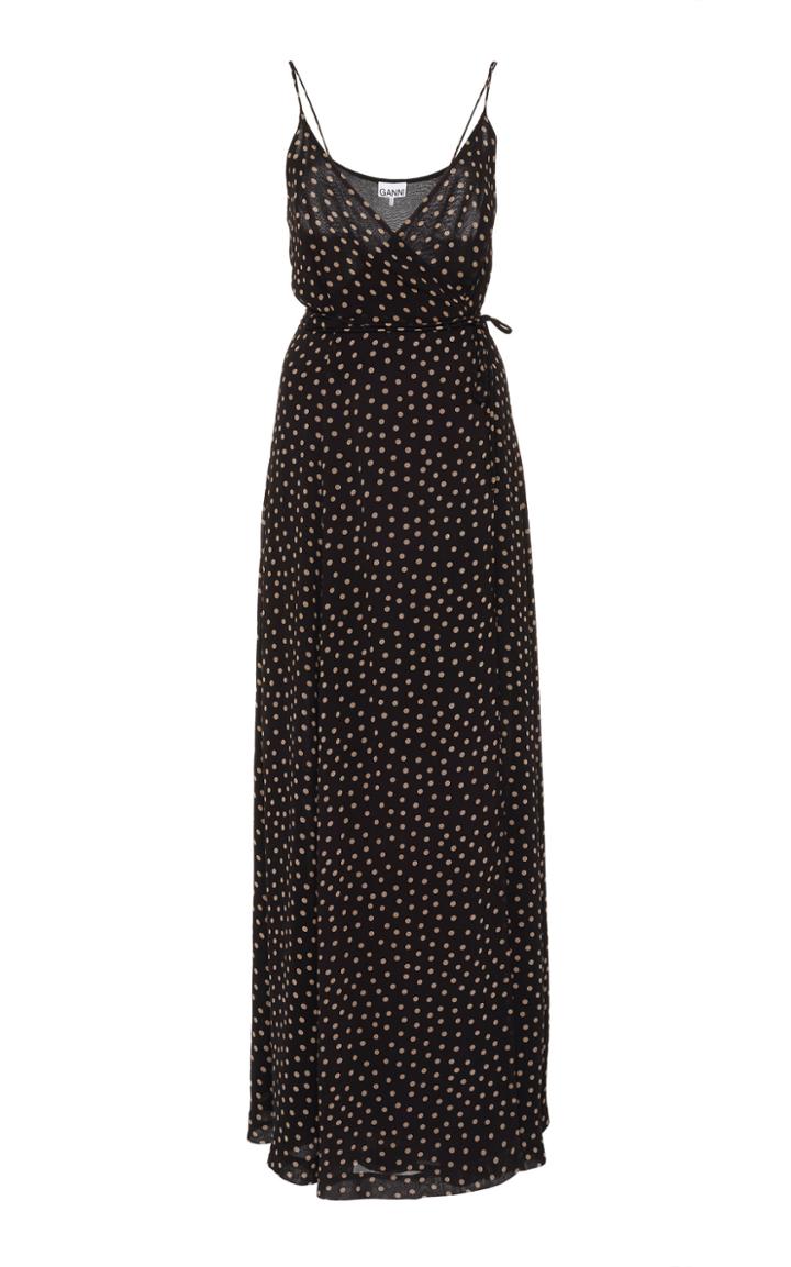 Ganni Polka-dot Georgette Maxi Dress