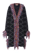 Tory Burch Printed Tweed-trimmed Wool Cardigan