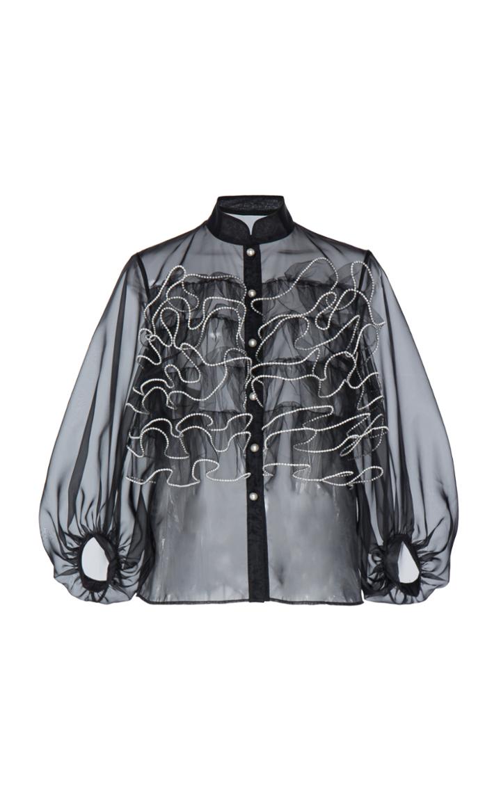 Moda Operandi Huishan Zhang Charlotte Ruffled Organza Blouse Size: 6