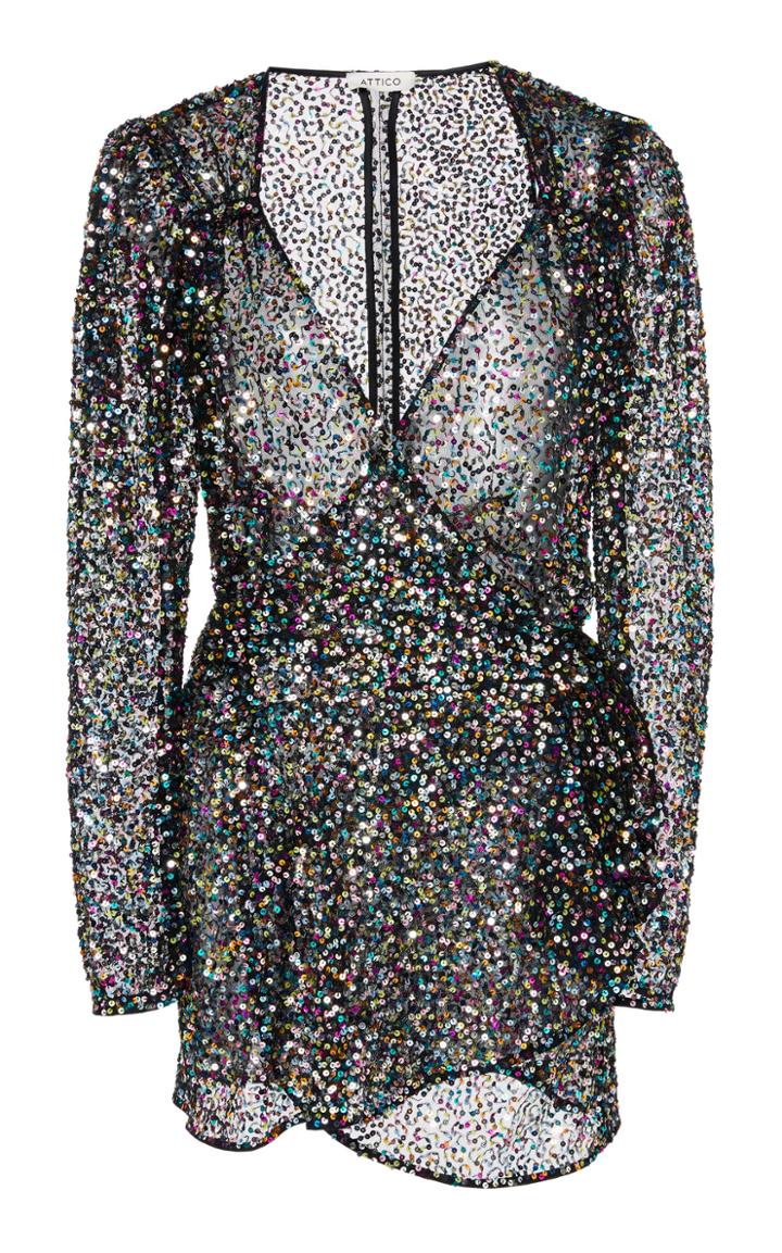 Attico Multicolor Sequined Silk-blend Pat Dress