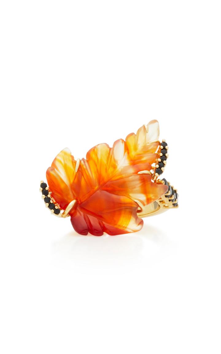 Joana Salazar Single Leaf 18k Gold And Carnelian Ring