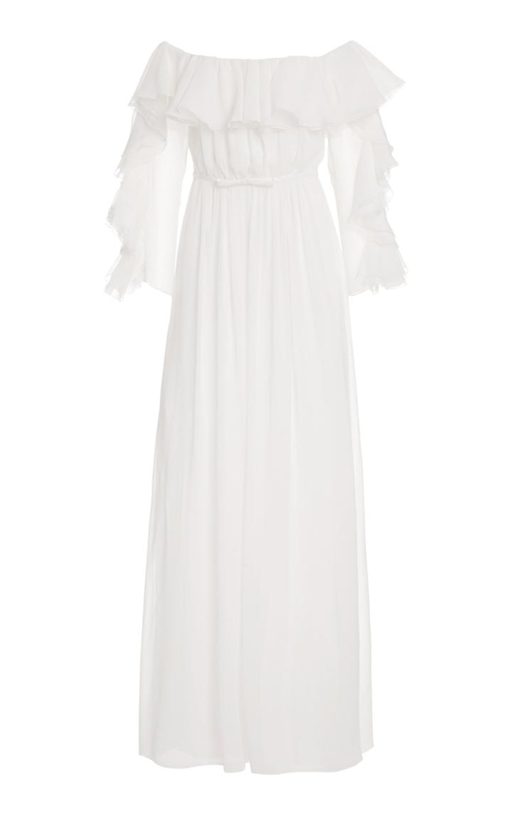 Giambattista Valli Ruffled Silk Off-the-shoulder Gown