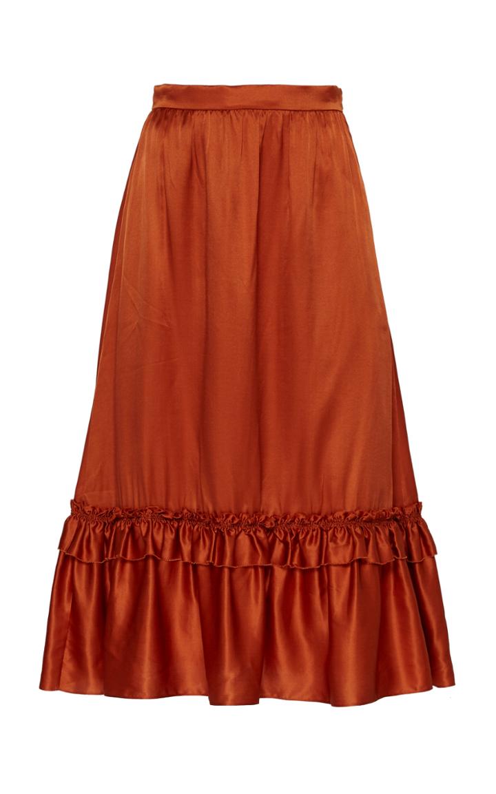 Temperley London Birdie Satin-effect Ruffled Skirt