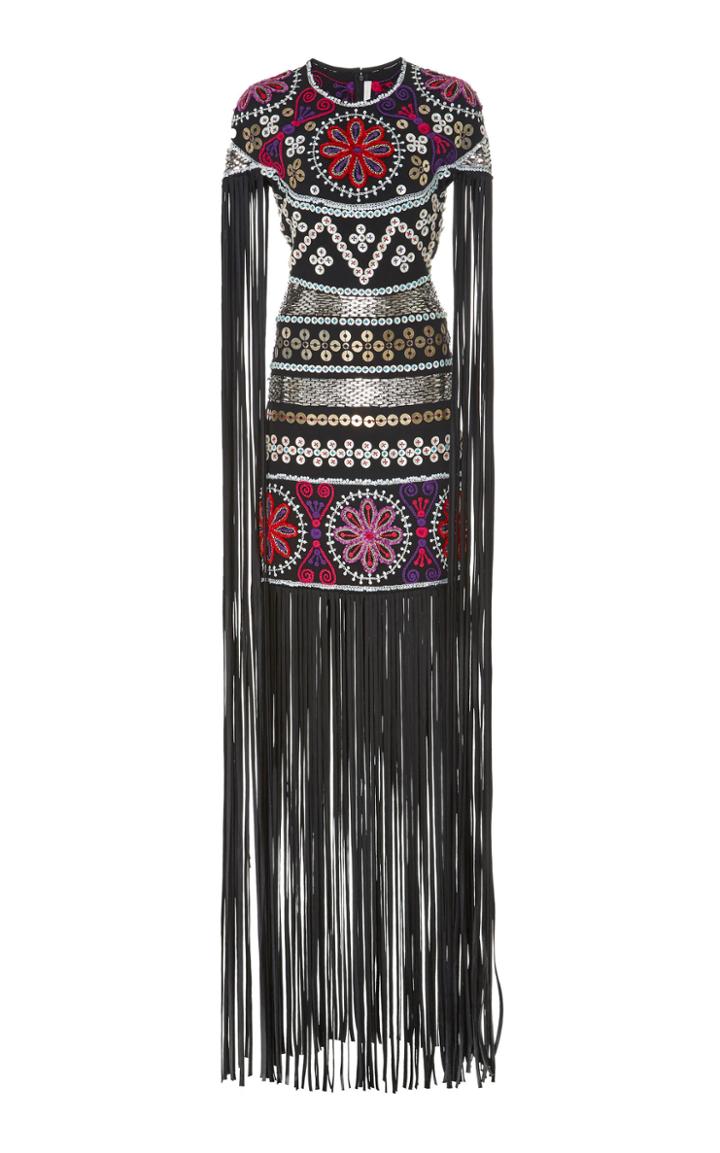Naeem Khan Embroidered Fringe Dress