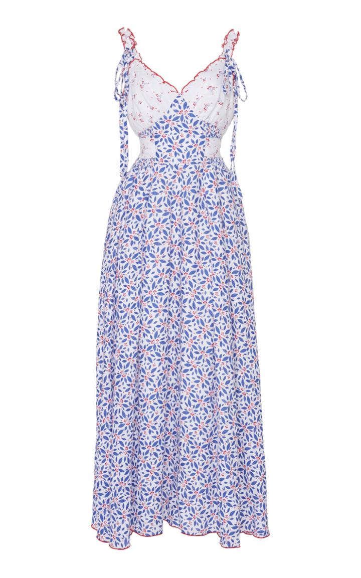 Gl Hrgel Floral Printed Linen Midi Dress