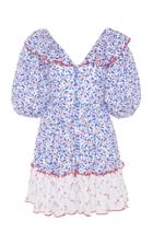 Gl Hrgel Printed Linen Puff Sleeve Mini Dress