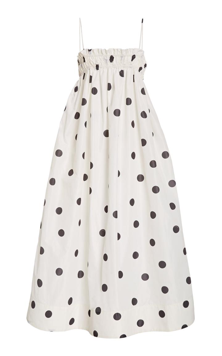 Ganni Polka-dot Recycled Crepe Midi Dress