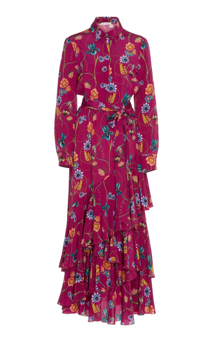 Borgo De Nor Aurora Crepe Tiered Midi Dress