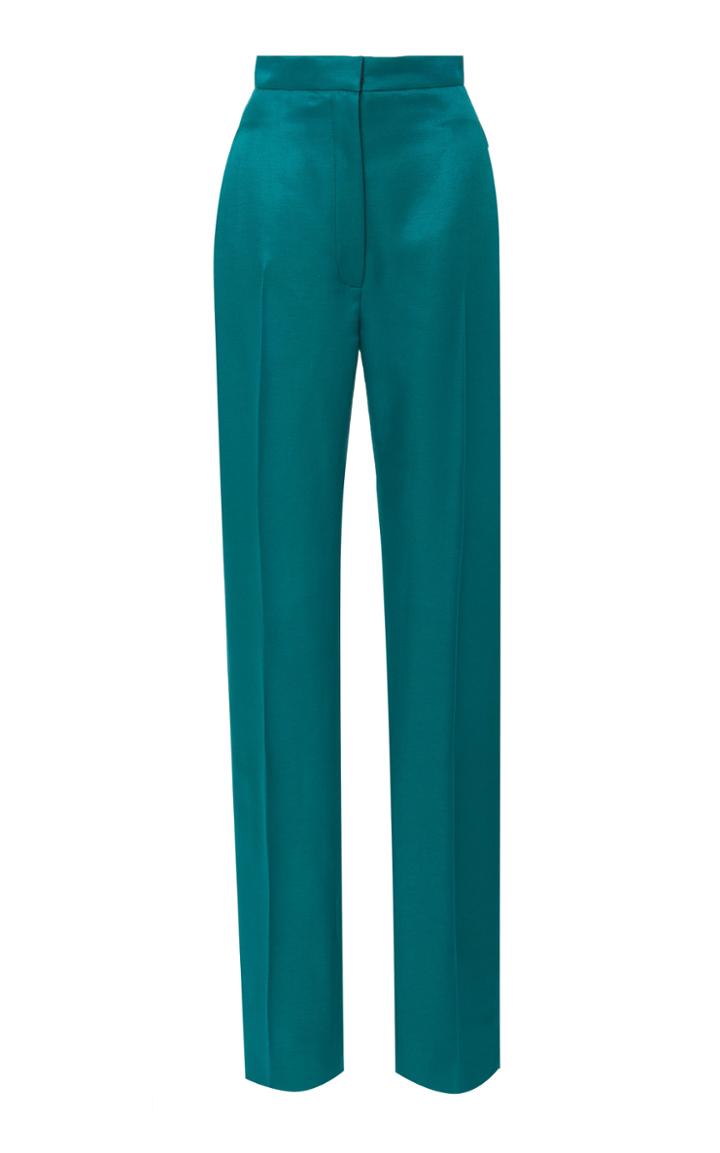 Carolina Herrera High Waisted Straight Leg Satin Suit Pants