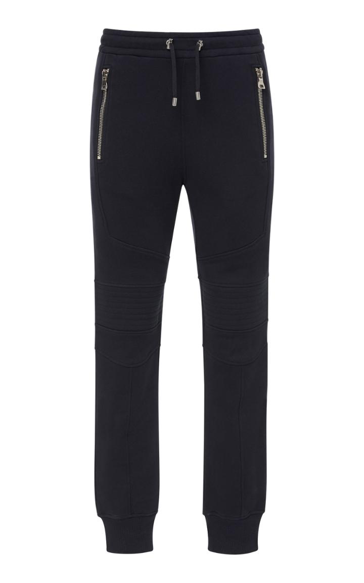 Balmain Zip-detailed Cotton-jersey Biker Sweatpants