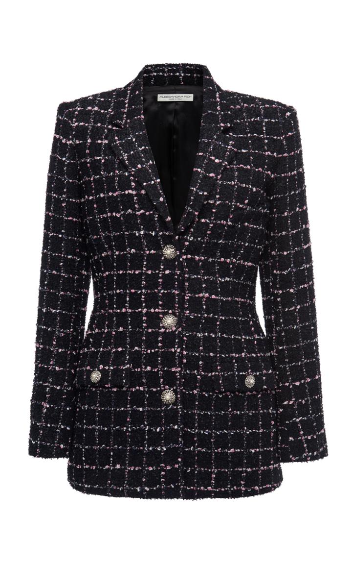 Moda Operandi Alessandra Rich Checked Boucle-tweed Blazer