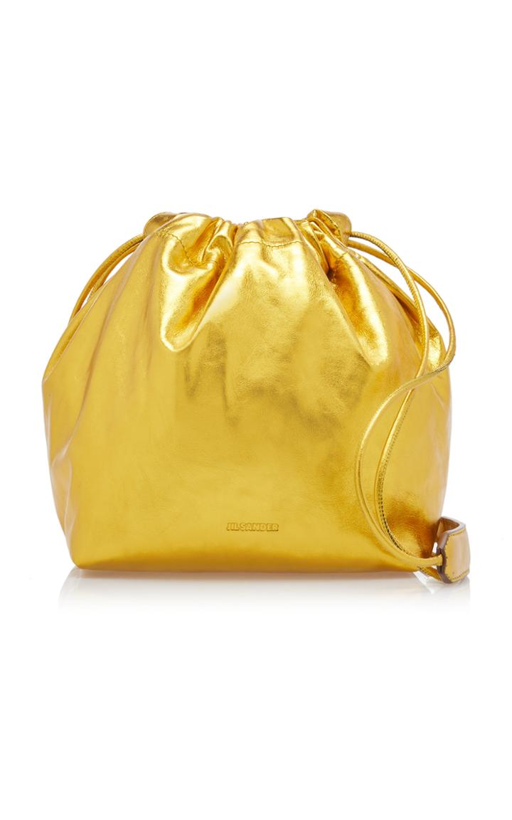 Moda Operandi Jil Sander Small Drawstring Metallic Leather Shoulder Bag