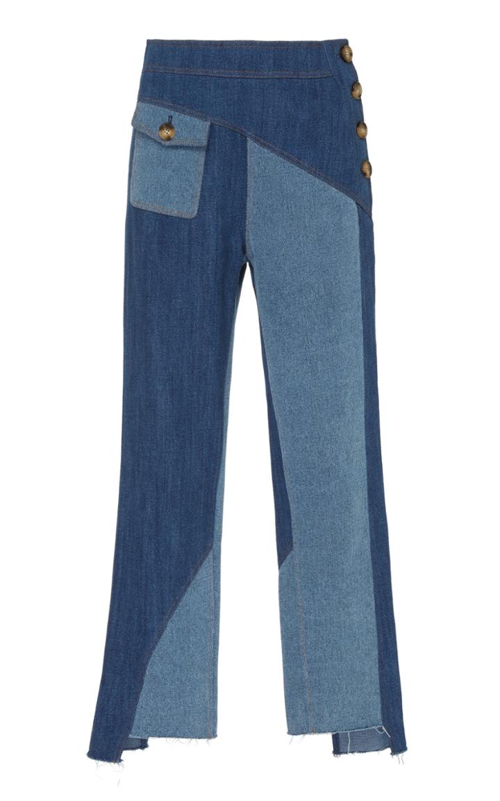 Moda Operandi Rejina Pyo Lucie Two-tone Denim Trousers Size: 8