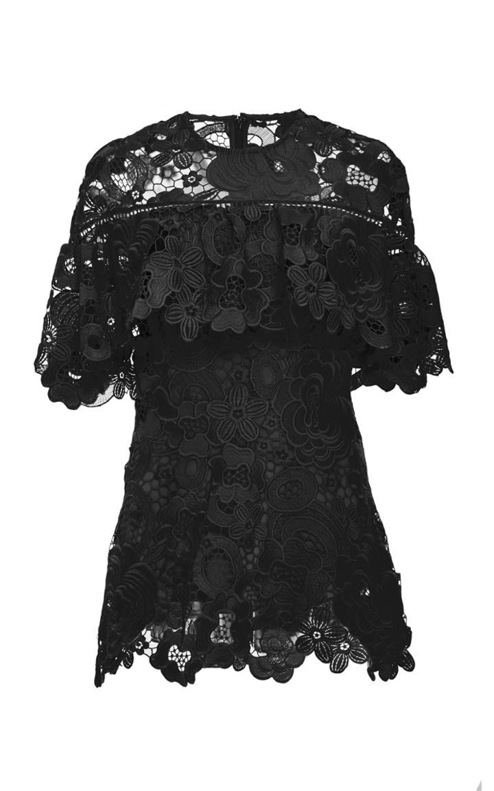 Lela Rose Flounce Sleeve Floral Top