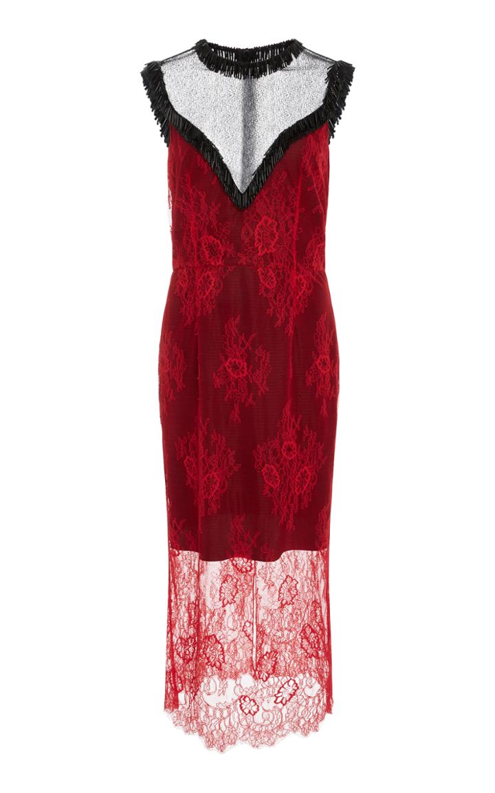 Diane Von Furstenberg Beaded Illusion Overlay Dress
