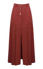 Moda Operandi Rejina Pyo Miller Button-detailed Pleated Linen-blend Midi Skirt