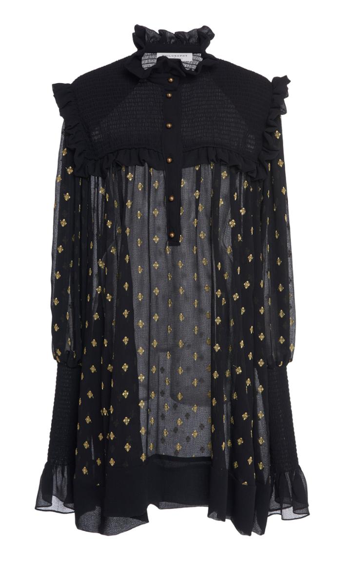 Philosophy Di Lorenzo Serafini Trumpet Sleeved Silk-blend Dress