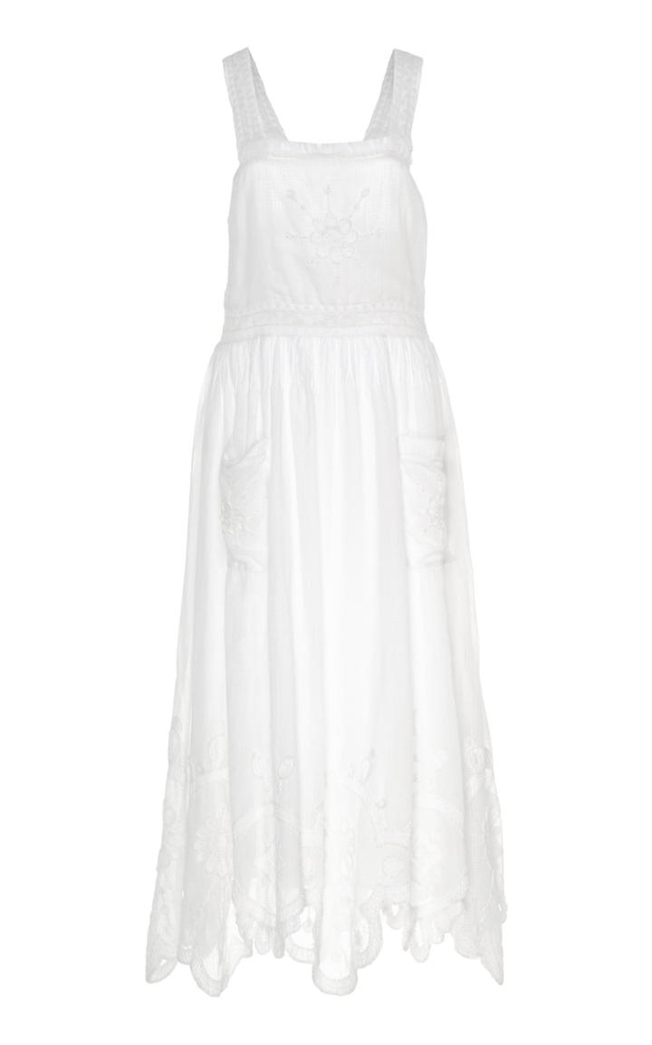 Loveshackfancy Raven Floral-embroidered Cotton Dress