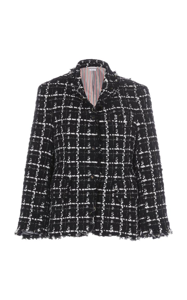 Thom Browne Tweed Frayed Checked Blazer