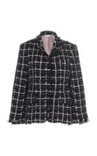 Thom Browne Tweed Frayed Checked Blazer