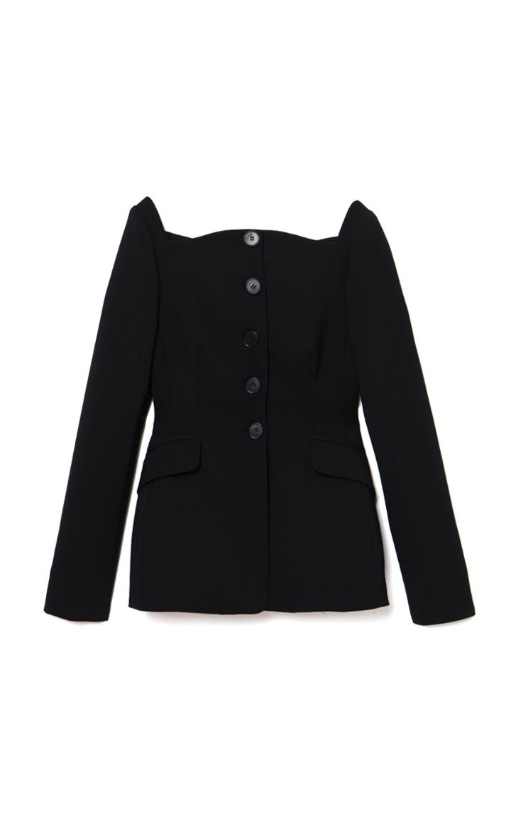 Moda Operandi Carolina Herrera Tapered Double-faced Stretch-wool Square-neck Blazer