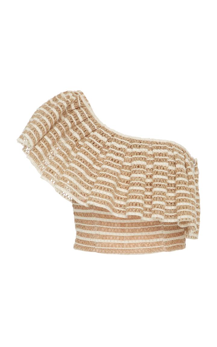 Patbo Jute Striped One Shoulder Top