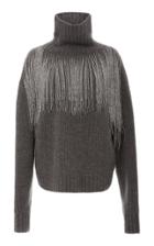 Sally Lapointe Beaded Fringe Cashmere And Silk-blend Turtleneck Sweater