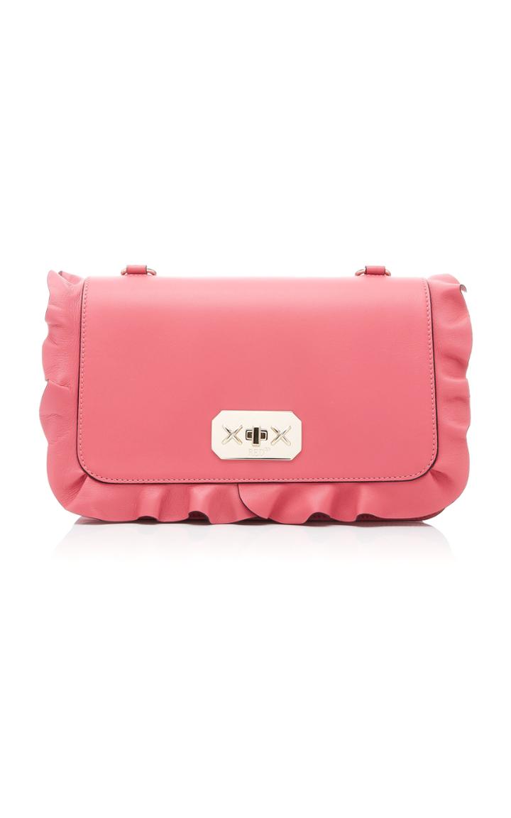 Red Valentino Rock Ruffles Calfskin Leather Shoulder Bag