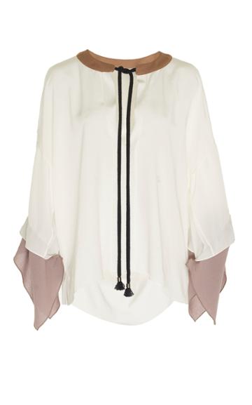 Roland Mouret Ciro Crew Neck Crepe Blouse