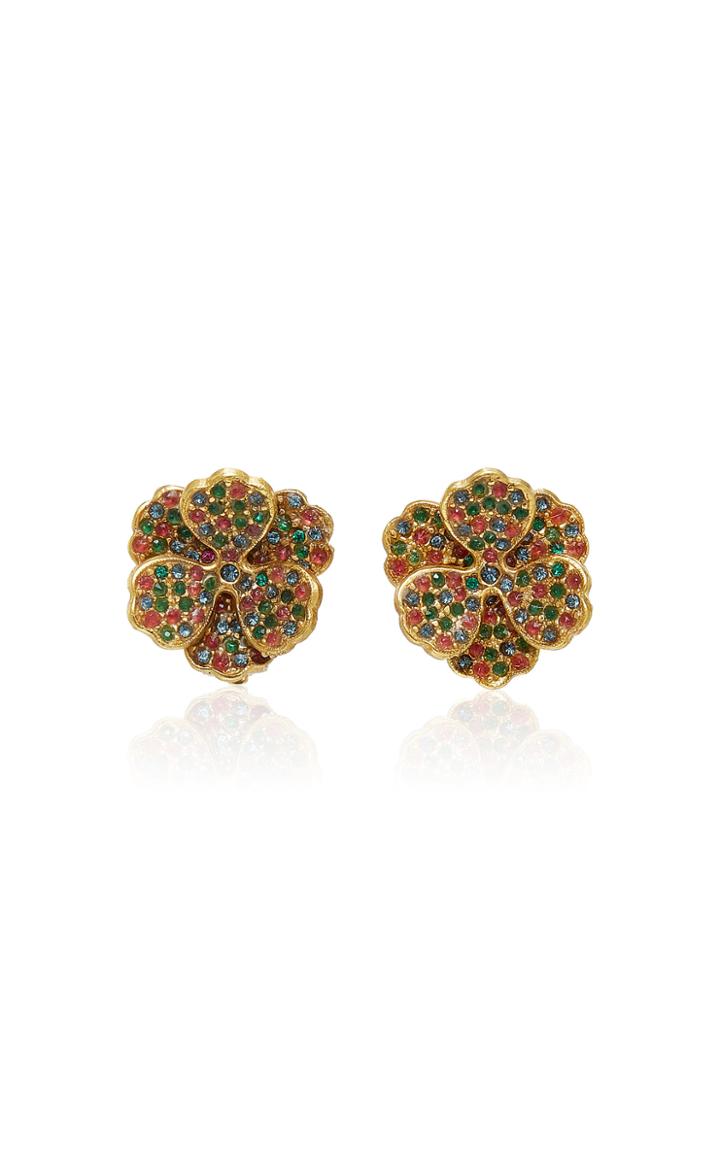 Peracas Flora 24k Gold-plated And Crystal Earrings