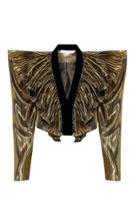 Moda Operandi Raisa Vanessa Ruffled Metallic Cropped Top