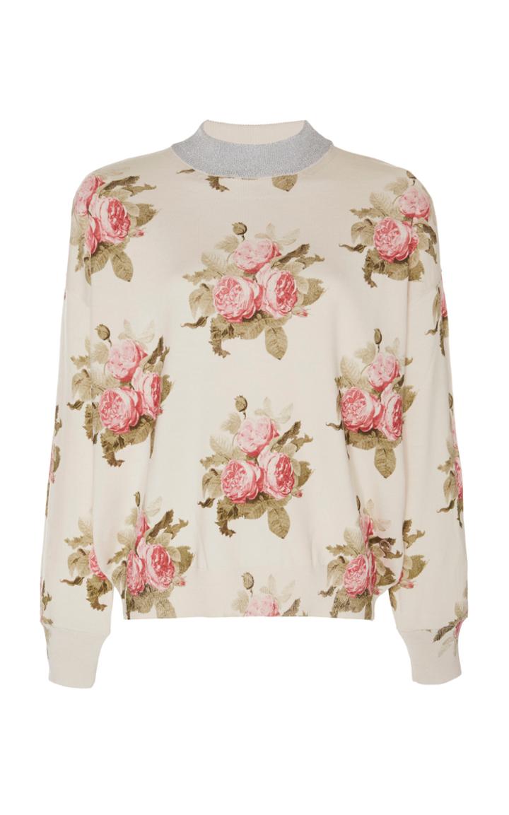 Paco Rabanne Floral-print Cotton-blend Sweatshirt Size: Xs