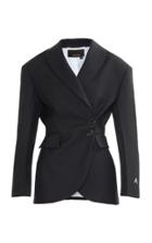 Moda Operandi Anouki Side Buttoned Black Wool Blazer