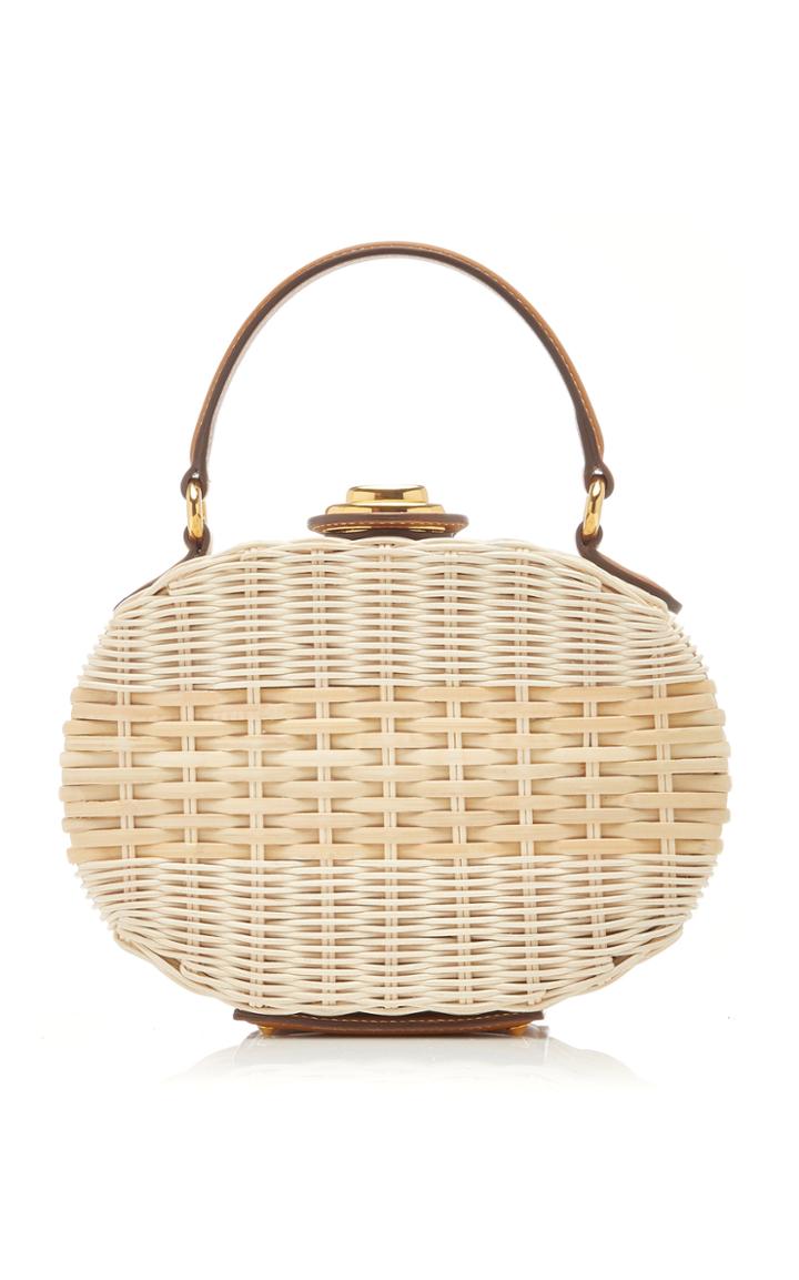 Moda Operandi Mark Cross Gianna Oval Wicker Box Top Handle Bag
