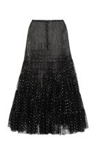 Moda Operandi Anas Jourden Semi-sheer Laced Polka-dot Print Midi Skirt Size: 34